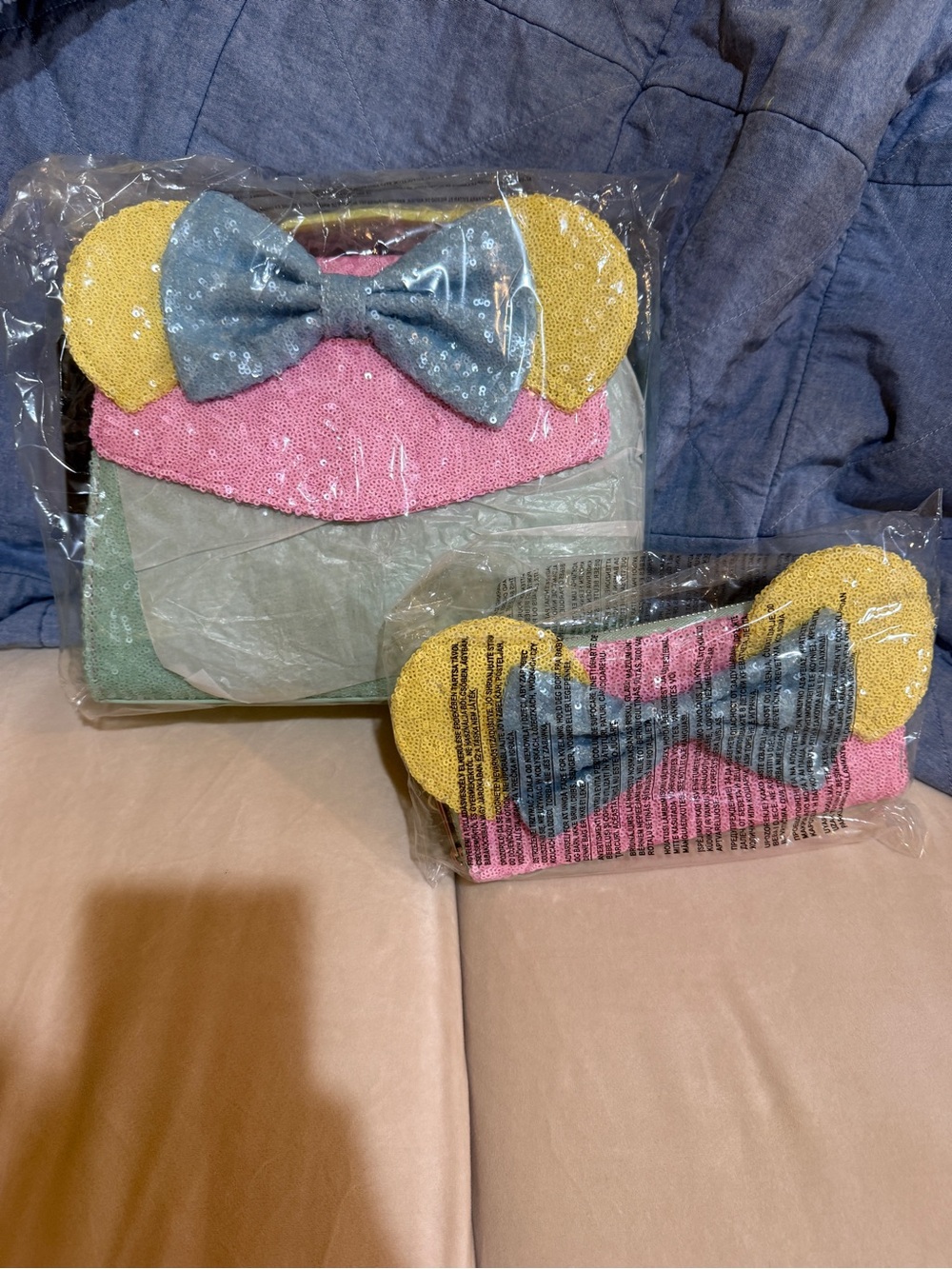 Loungefly Pink Yellow Blue Sequin Crossbody Bag Set